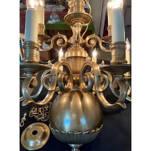 Metal 1990s Large Chapman Georgian Antique Brass 12 Arm Chandelier For Sale - Image 7 of 11