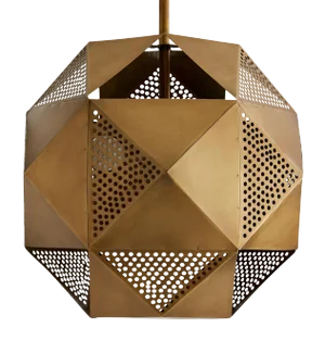 Arteriors Contemporary Pierced Antique Brass Finished Geometric Tyson Pendant Light