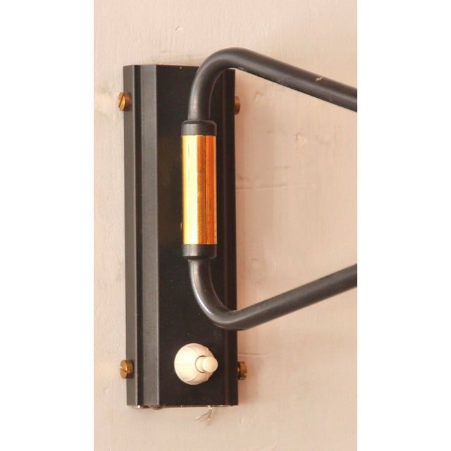 Black and Gilt Articulated Wall Light by Rene Mathieu for Lunel, 1950s For Sale - Image 6 of 9