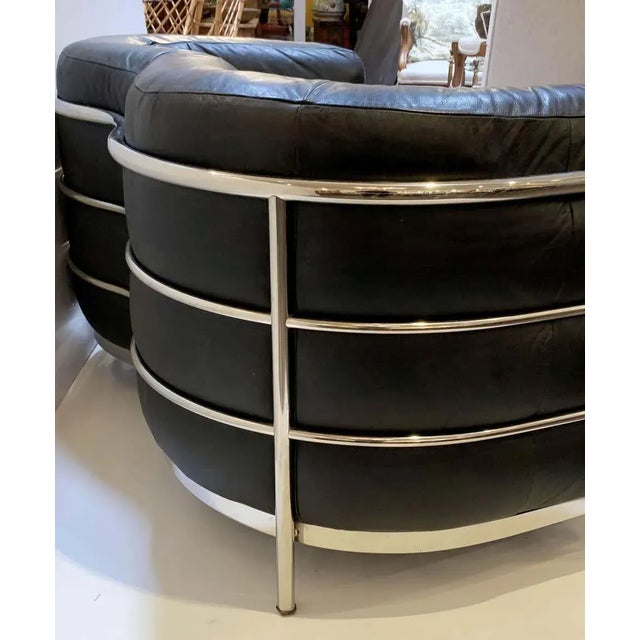 Paolo Lomazzi Italian Modern Sofa of Chrome and Black Leather For Sale - Image 9 of 13