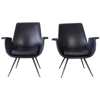 Set of Black Armchairs by Gastone Rinaldi for Rima, 1950s For Sale