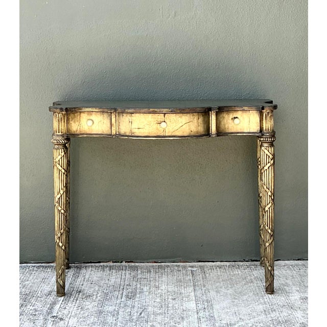 Vintage Mainland Smith Gold Finish Wood Console Table For Sale - Image 10 of 12