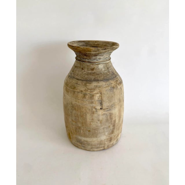 Wood Large Rustic Wood Vessel Vase For Sale - Image 7 of 7
