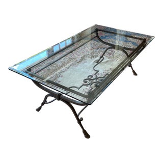 Contemporary Table With Beveled Glass For Sale
