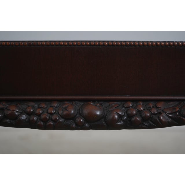 Vintage Leather Top Cornucopia Carved Mahogany Coffee Table For Sale - Image 9 of 13