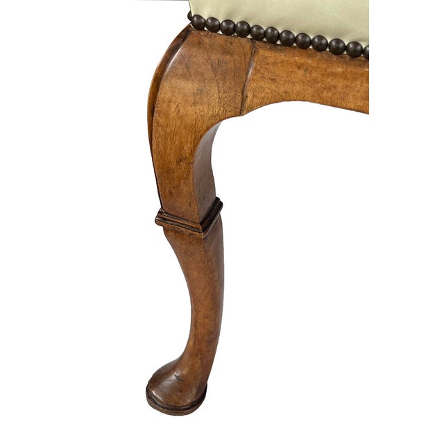 Brown Pair English Queen Anne Style Carved Walnut Shepherd's Crook Armchairs For Sale - Image 8 of 14