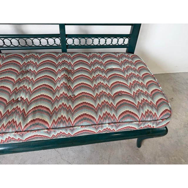 1970s 1970’s Hollywood Regency Green Painted Loveseat / Settee For Sale - Image 5 of 12