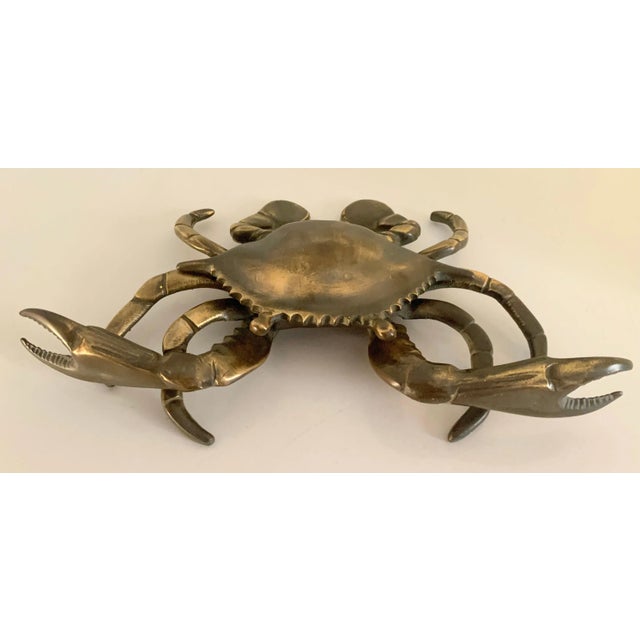 English Solid Patinated Bronze Crab Cancer Lidded Ashtray For Sale - Image 4 of 10