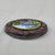 Folk Art Vintage Hand Painted Folk Art Wood Plaque Village Scene Carved Round Frame For Sale - Image 3 of 9
