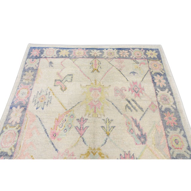 Textile 21st Century Oriental Handwoven Light Grey Turkish Oushak Rug 5'7" X 5'6" For Sale - Image 7 of 9