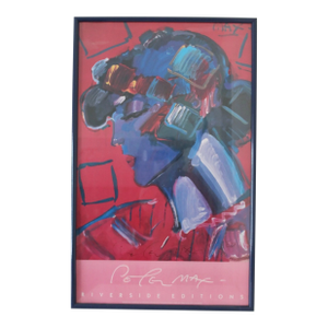 Peter Max Framed Signed Crimson Lady Poster 1987