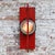 Vintage Industrial Reeded Glass and Red Metal Wall Light For Sale - Image 6 of 8