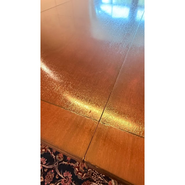 1954 Charak Mahogany Double Pedestal Dining Table With Two Leaves For Sale - Image 11 of 17