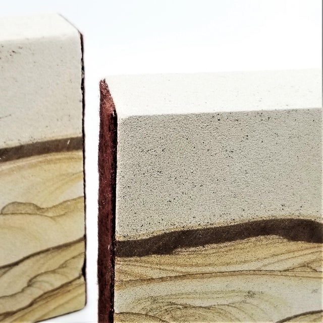 Sandstone Bookends Vintage a Pair Organic Modern Decor Rock Specimen