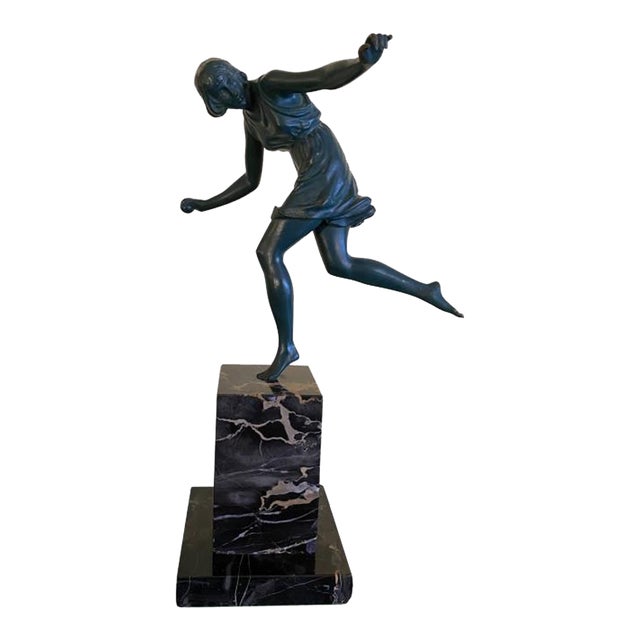 Pierre Le Faguays 1930's French Art Deco Bronze of a Young Girl With a Ball For Sale