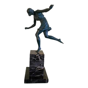 Pierre Le Faguays 1930's French Art Deco Bronze of a Young Girl With a Ball