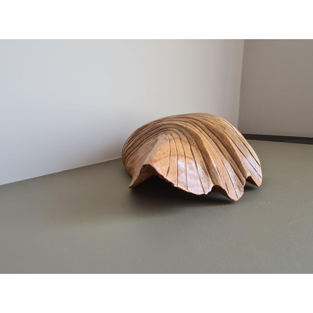 Vintage Handmade Carved Wooden Seashell Bowl, 1960s For Sale - Image 12 of 13
