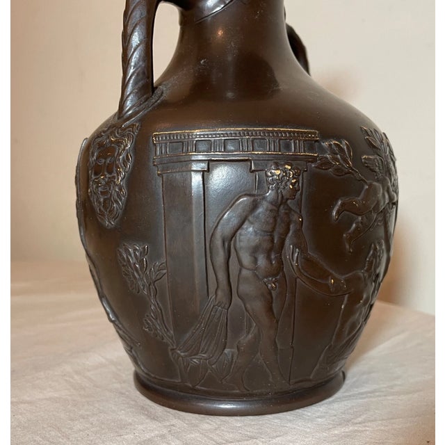 19th Century Antique 1800 Bing & Grondahl Bronze Patinated Figural Terracotta Pottery Vase 49 For Sale - Image 5 of 18