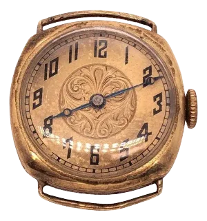 14 Karat Yellow Gold Concord Watch Head Fancy Art Deco Style Dial