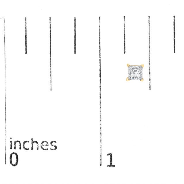 Metal IGI Certified 14k Yellow Gold 1/2 cttw 4-Prong Set Princess-Cut Solitaire Diamond Push Back Stud Earrings, A Pair For Sale - Image 7 of 7