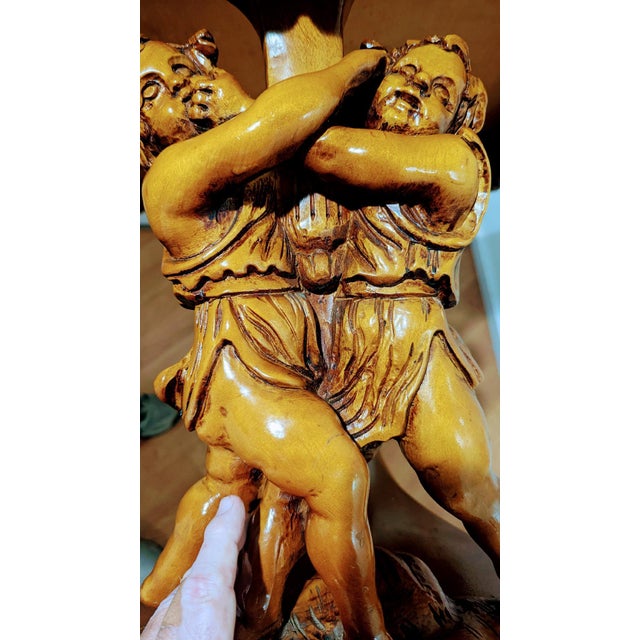 Antique Italian Baroque Style Coffee Table Hand Carved Whit Inlay For Sale - Image 10 of 16