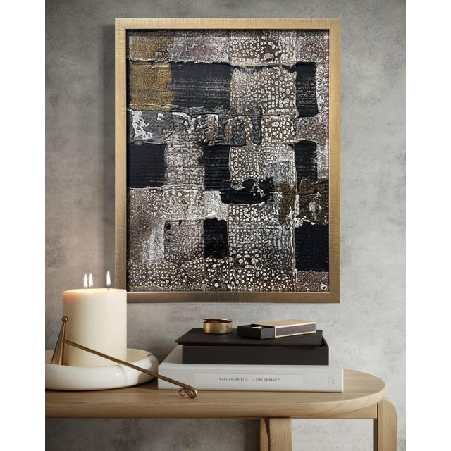 This original mixed-media abstract painting by J. Kent Martin is inspired by aerial views of farmland and the ordered...