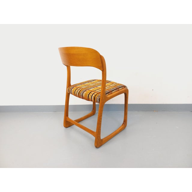 1960s Vintage Sleigh Chair in Wood and Wool Fabric from Baumann, 1970s For Sale - Image 5 of 14