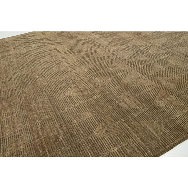 Textile 12 X 15 Modern Brown Moroccan Wool Rug With Allover Design For Sale - Image 7 of 12