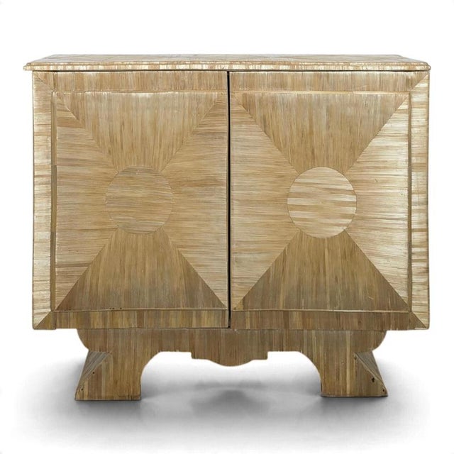 Art Deco Straw Marquetry Two-Door Cabinet For Sale - Image 13 of 13