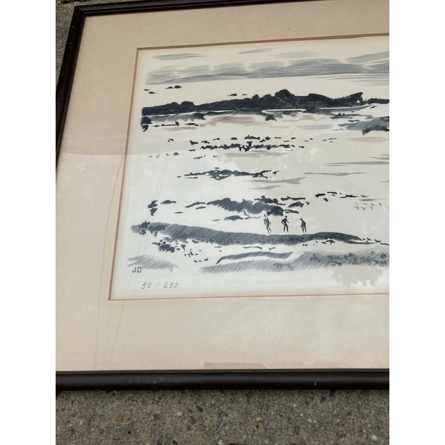 Figurative 1970’s Original Jacques Deschamps Colored Etching “Maree Basse” Signed & Numbered Seascape For Sale - Image 3 of 7