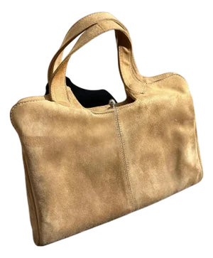 A Luxury 1960s Light Brown Suede Leather Italian Hand-Bag