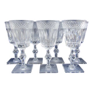 1930s Hawkes Crystal Donisel Stem 6015 Water Goblets- Set of 7 For Sale