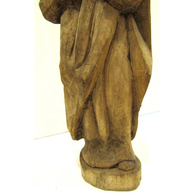 Antique 18th Century Tall Carved Wood Madonna and Child Statue For Sale - Image 11 of 12
