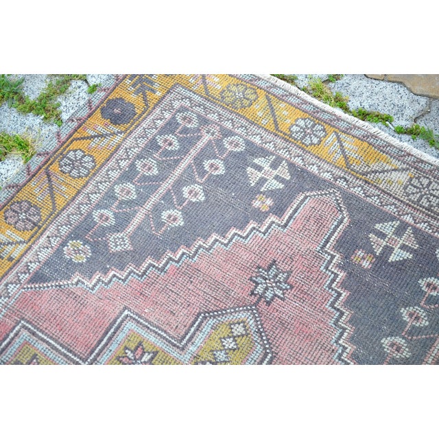 Natural Soft Pastel Pink Decore Vintage Hand Knotted Rug For Sale - Image 4 of 11