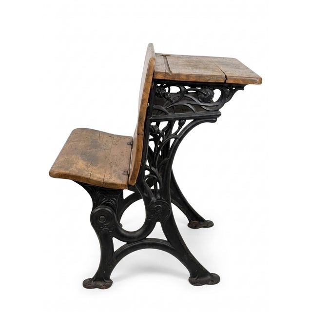 Shabby Chic Antique School Desk For Sale - Image 3 of 3