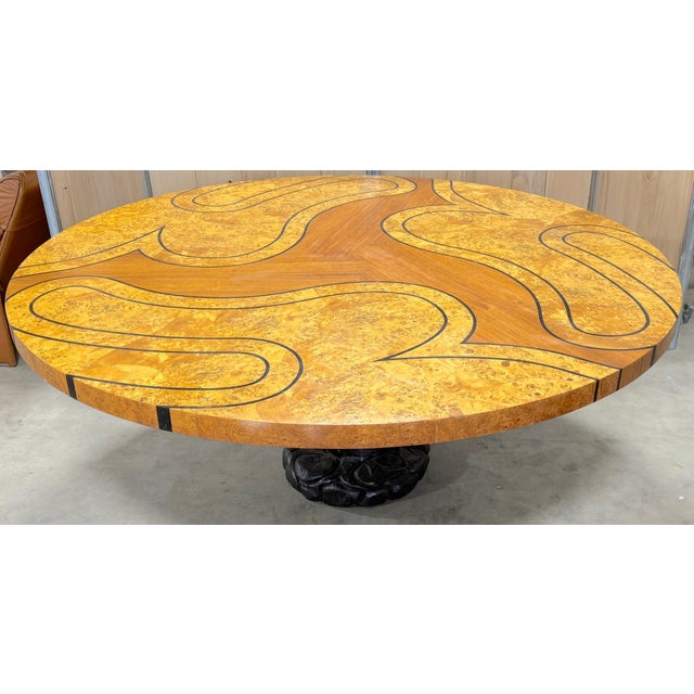 Wood Organic Modern Burl Wood Inlaid Tree Circular Table, Style of Wendell Castle For Sale - Image 7 of 9