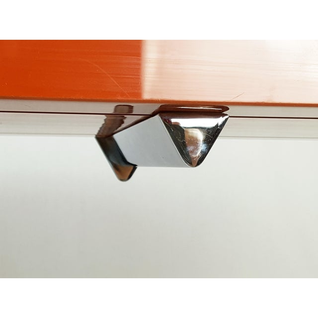 Red Brick Plastic and Chrome-Plated Metal Shelves from Elco, 1980s, Set of 2 For Sale - Image 4 of 13