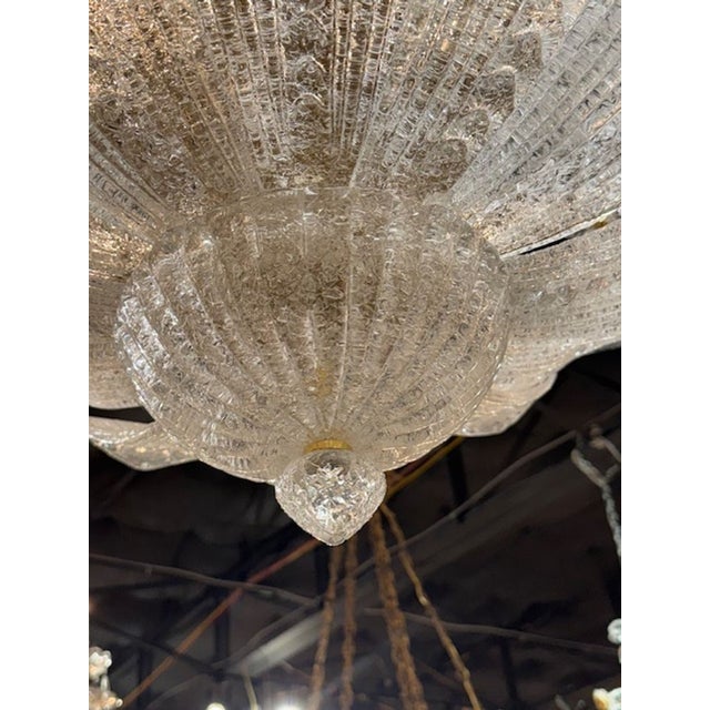 Murano Glass Two Tiered Flush Mount Chandelier For Sale - Image 4 of 6