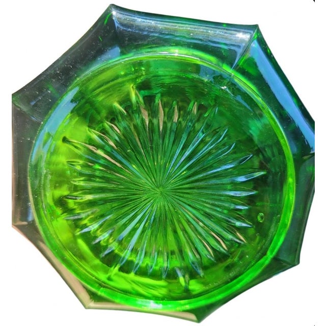 Fostoria Coin Glass lidded candy dish in Emerald Green, Pattern #1372, circa 1960s. Made by Fostoria Glass Company from...