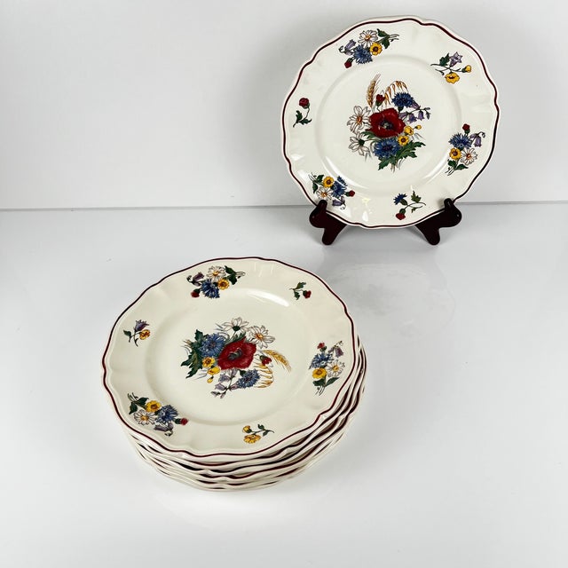 Vintage Agreste Dinner Plates from Sarreguemines, 1970s, Set of 8 For Sale - Image 4 of 12