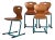 Vintage Turquoise Blue School Chairs, 1950, Set of 4 For Sale