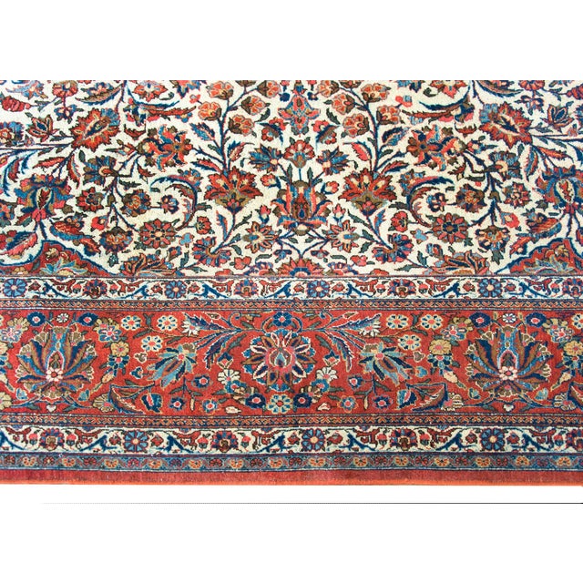 Ivory Early 20th Century Persian Kashan Rug For Sale - Image 8 of 14