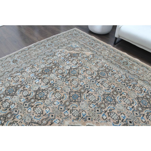 1970s 1970s Vintage Persian Handmade Wool Cotton Light Brown Area Rug For Sale - Image 5 of 11