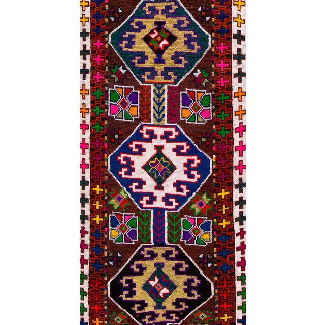 Tribal Vintage Turkish Handmade Ruby-Red Tribal Wool Runner For Sale - Image 3 of 5