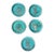 Mid 20th Century Swedish Gustavsberg Argenta Art Pottery Coasters, Set of 5, Turquoise Glazed With Silver Floral Motifs For Sale