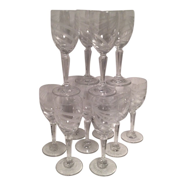 Vintage Etched Godiva Crystal Cordial Glasses - Set of 12 For Sale