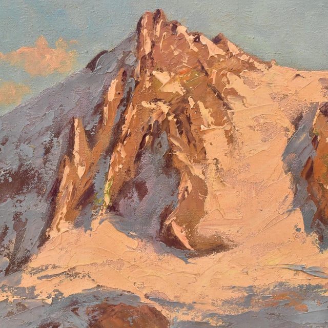 Unknown, Mountain with Snow Alps, 1890s, Oil on Canvas For Sale - Image 4 of 11