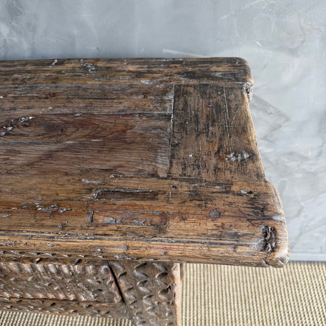 Vintage Carved 4 Drawer Console With Carvings For Sale - Image 9 of 15