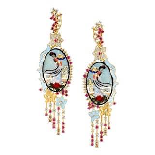 Exquisite and Bold Mosaic Dancer Earrings For Sale