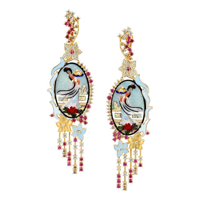 Exquisite and Bold Mosaic Dancer Earrings For Sale